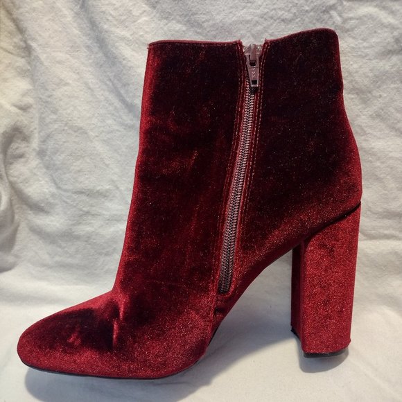 🌎 Nina || Inamae Merlot Velvet 4" Heel Booties - Picture 5 of 9